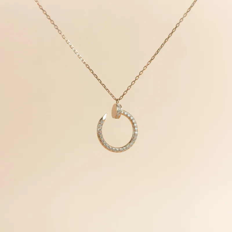CARTIER Necklace Juste un Clou Pavé Diamond Necklace Rose Gold Diamond18KR ose Gold One Size 40cm