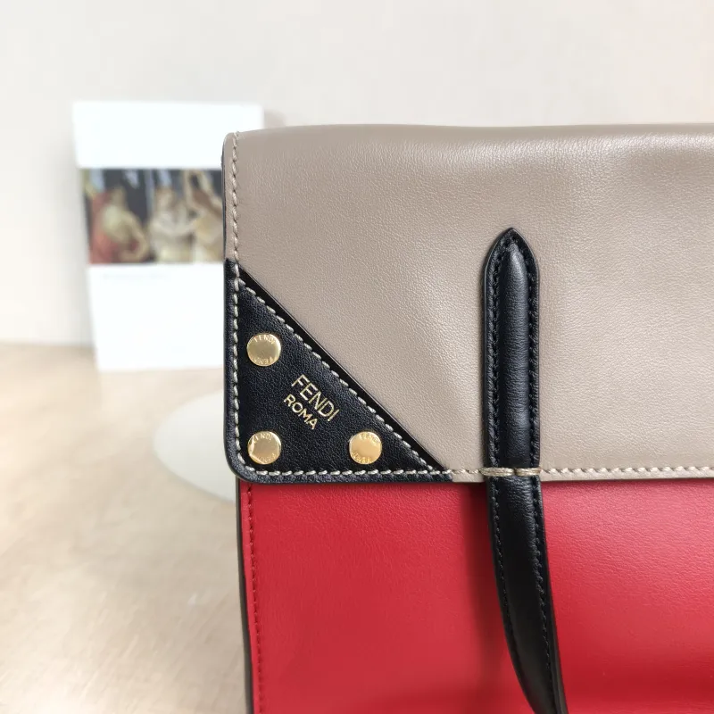 FENDI Crossbody Bag Top Handle Shoulder Crossbody Bag Colorblock Calfskin One Size 25 × 12 × 19.5 cm — detail view 3 of 11