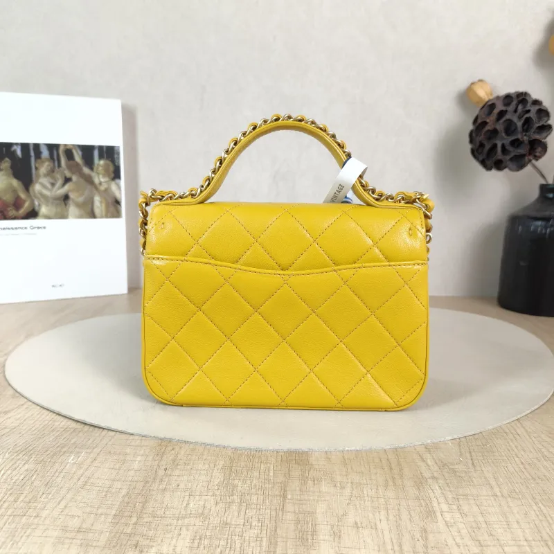 Chanel Crossbody Bag Top Handle Crossbody Bag Yellow Calfskin 20 × 6 × 14 cm 28 — cover view 6 of 6