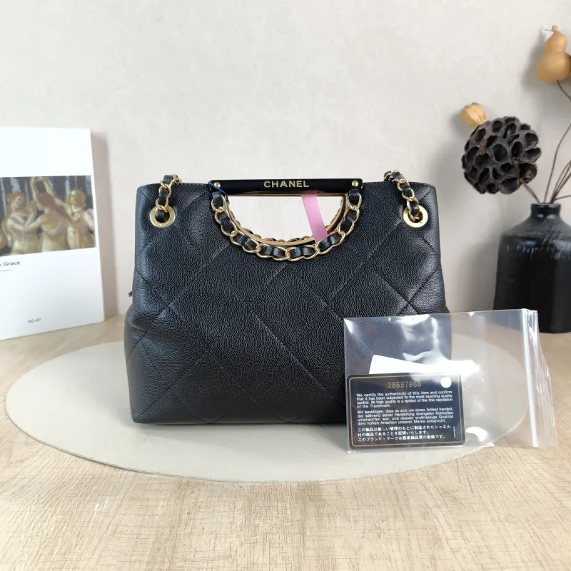 Chanel Top Handle Bag Shoulder Bag Black Grained Calfskin One Size 25 × 9 × 20 cm 29 — cover view 6 of 6