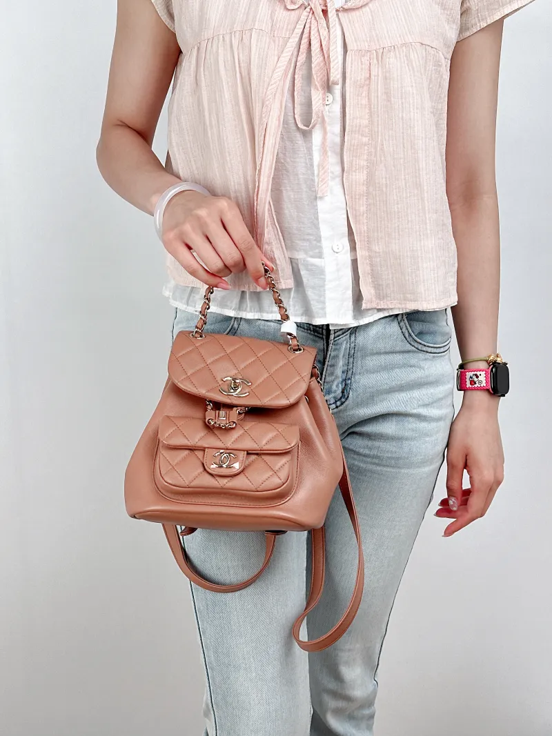 Chanel Backpack Duma Calfskin Small18 × 12 × 18.5 cm — on-model view 3 of 3