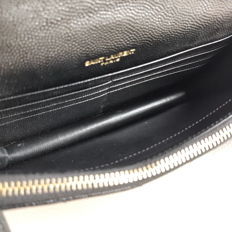 SAINT LAURENT Crossbody Bag CASSANDRE ENVELOPE Black Calfskin One Size 19 × 3.5 × 12.5 cm — detail view 12 of 12