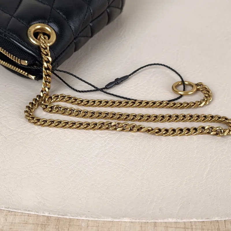 SAINT LAURENT Crossbody Bag Wallet Black Lambskin One Size 16 × 5 × 11.5 cm — detail view 5 of 6
