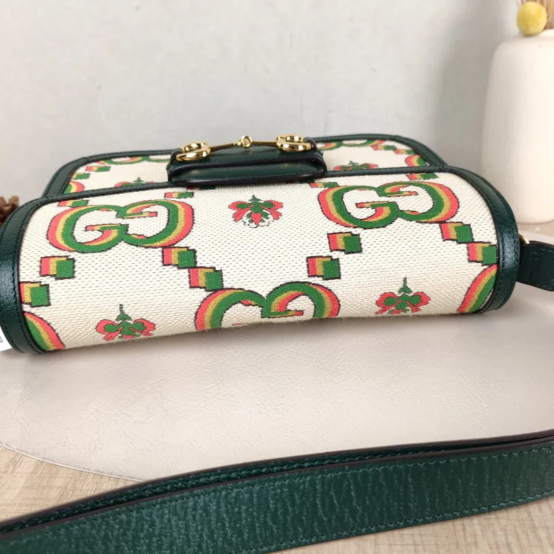 GUCCI Crossbody Bag Horsebit 1955 Horsebit Medium Colorblock Canvas Medium 25 × 8 × 18 cm — detail view 2 of 12