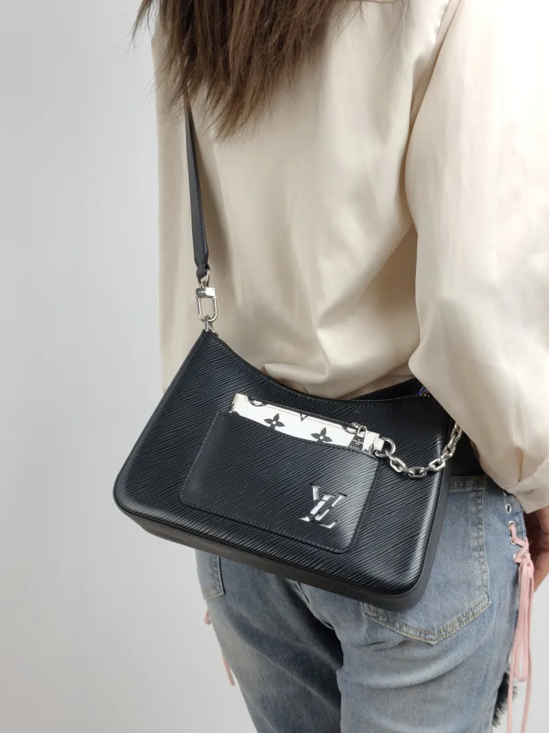 Louis Vuitton Crossbody Bag MARELLE Black Epi Embossed Calfskin Small 25 × 8 × 15 cm — on-model view 3 of 3