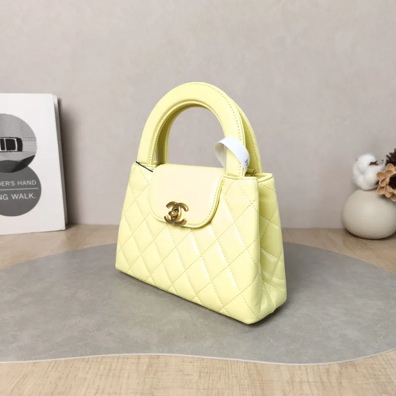 Chanel Crossbody Bag Kelly Yellow Waxed Leather Mini 19 × 7 × 13 cm — cover view 3 of 5