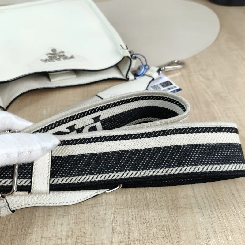 PRADA Crossbody Bag Crossbody Bag White Calfskin One Size 18 × 6.5 × 19.5 cm — detail view 11 of 11