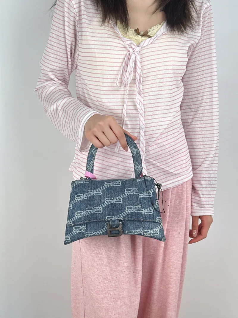 BALENCIAGA Crossbody Bag Hourglass Hourglass Bag Blue Small23 × 10 × 14 cm — on-model view 1 of 3