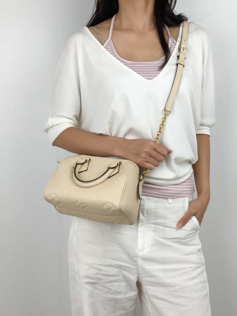Louis Vuitton Crossbody Bag Speedy20 White Empreinte Embossed Calfskin Small20.5 × 12 × 13.5 cm — on-model view 1 of 3
