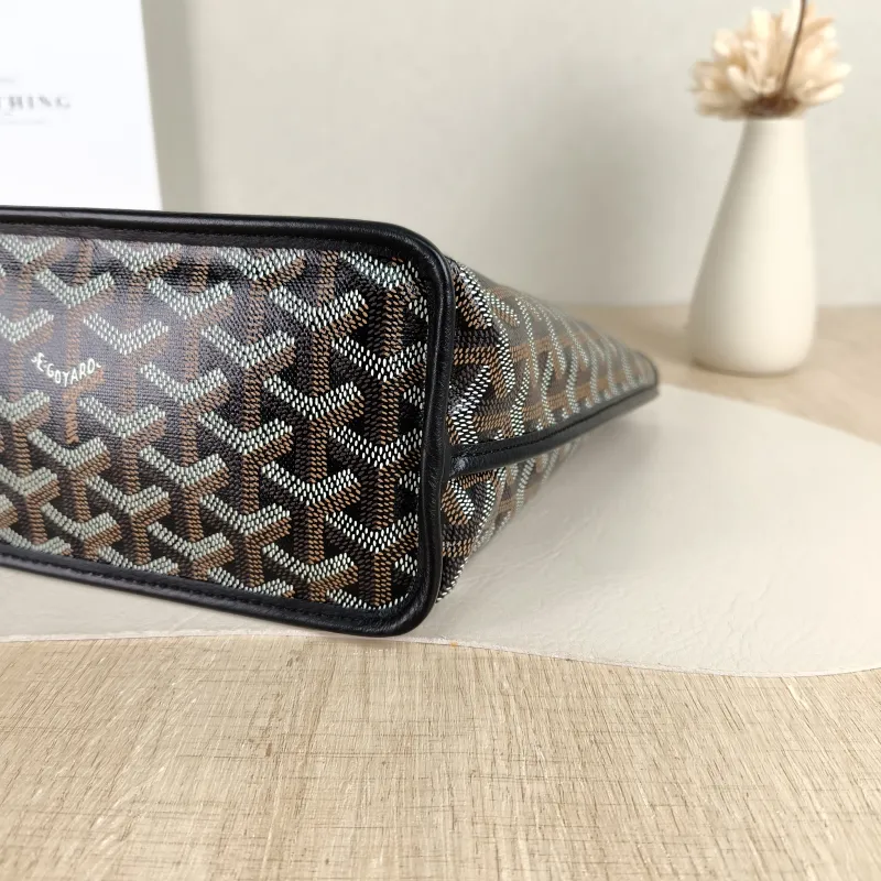GOYARD Top Handle Bag ANJOU Shopping Tote Black ine Canvas Mini 19.5 × 9 × 19.5 cm — detail view 3 of 11