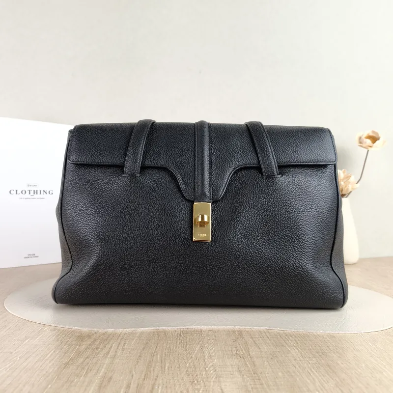 CELINE Shoulder Bag Soft 16Shoulder Bag Black Calfskin Medium 32 × 15 × 24 cm