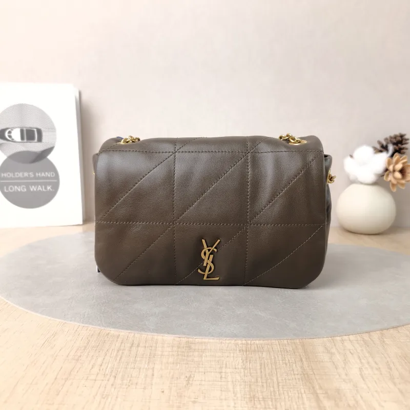 SAINT LAURENT Crossbody Bag Jamie 4.3 Chain Bag Green Lambskin Mini 20 × 7 × 12 cm