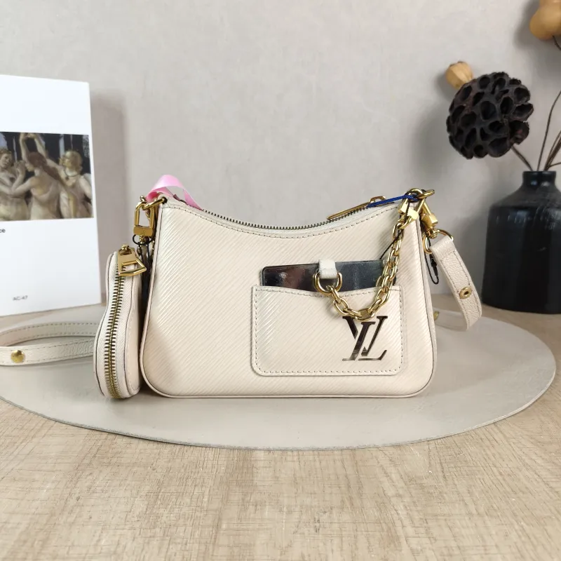 Louis Vuitton Shoulder Bag MARELLINI White Epi Embossed Calfskin Mini 19 × 6.5 × 13.5 cm