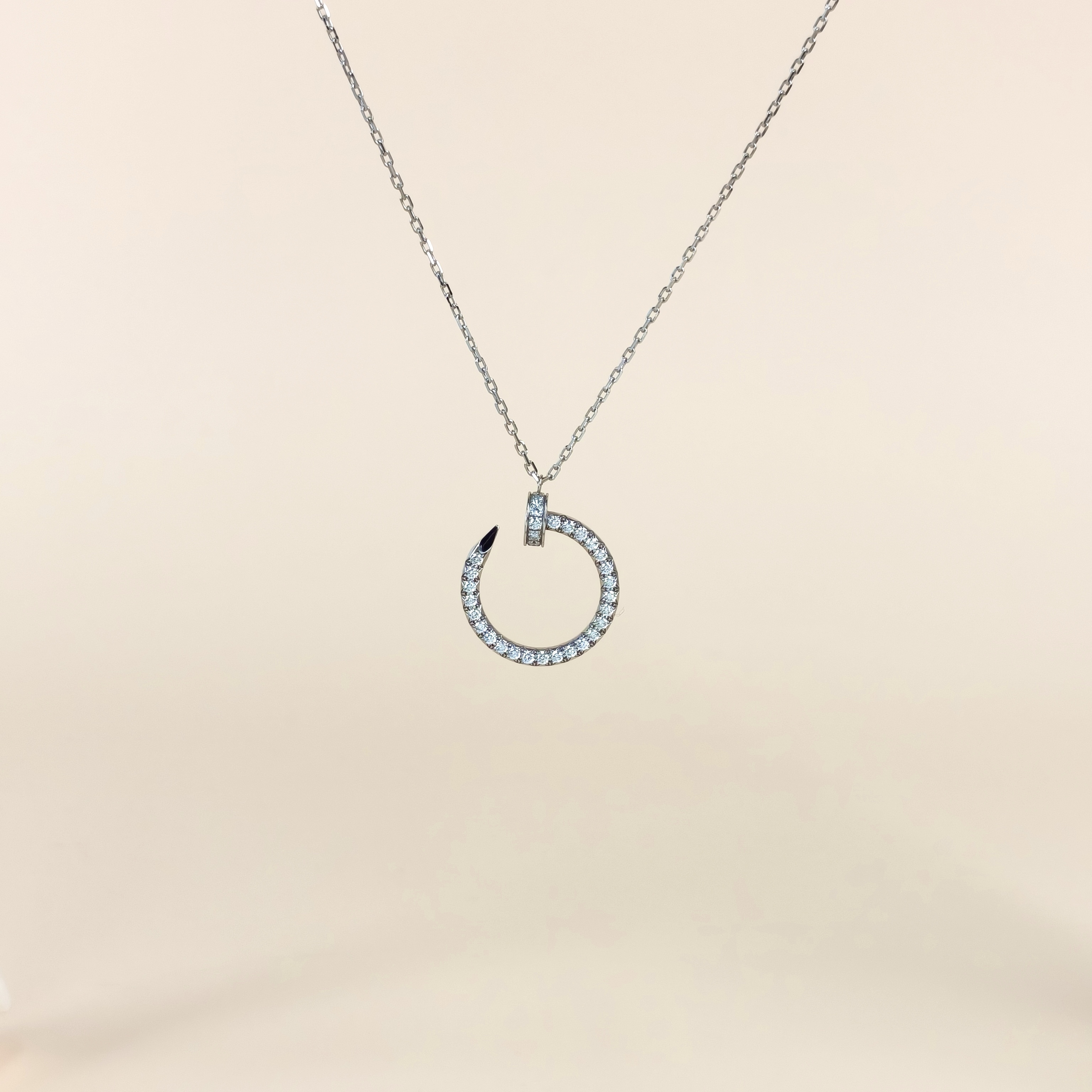 CARTIER Necklace Juste un Clou Pendant Necklace Pavé Diamond White Gold18KW hite Gold One Size45cm