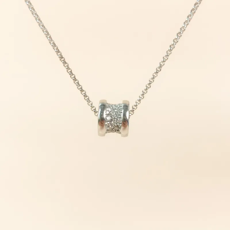 Bvlgari Necklace B.zero1 Silver 18KW hite Gold Diamond One Size 39-44cm
