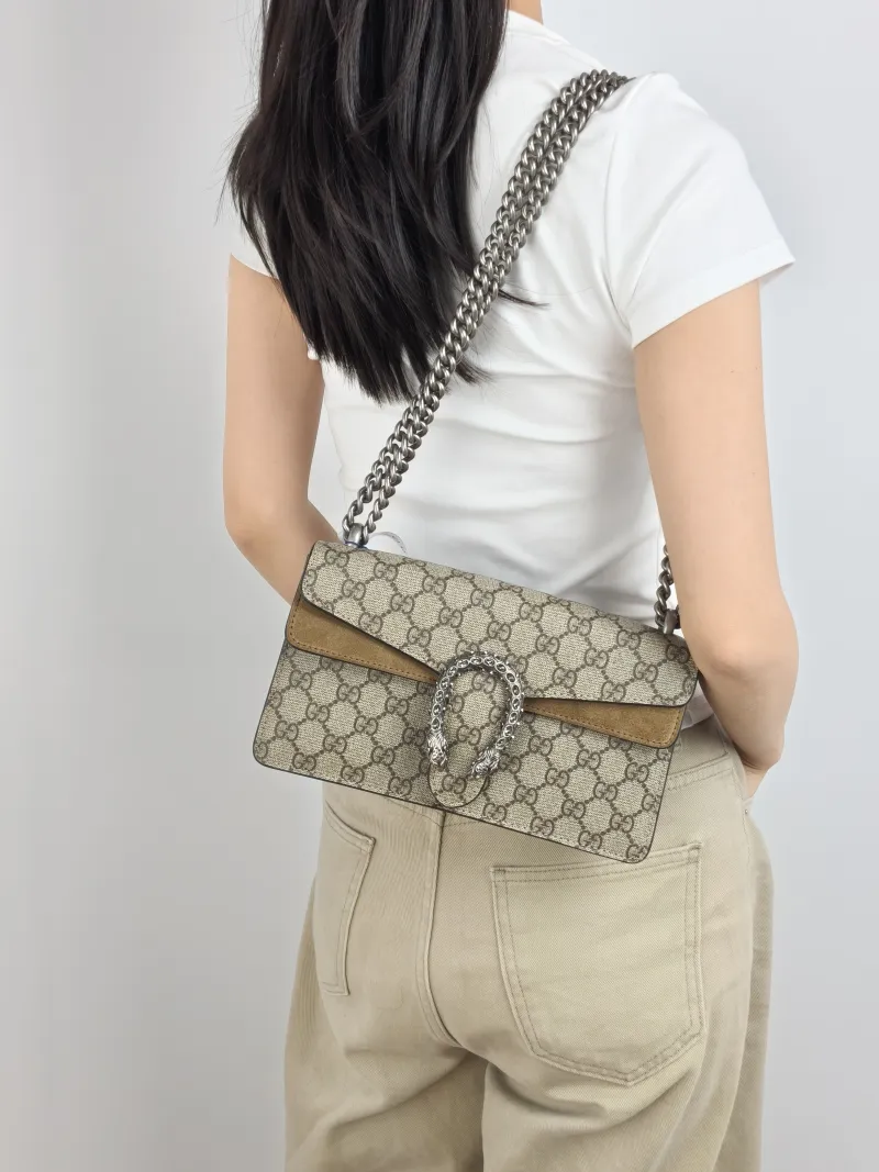 GUCCI Shoulder Bag Dionysus Monogram PVC Small 25 × 7 × 13.5 cm — on-model view 2 of 3