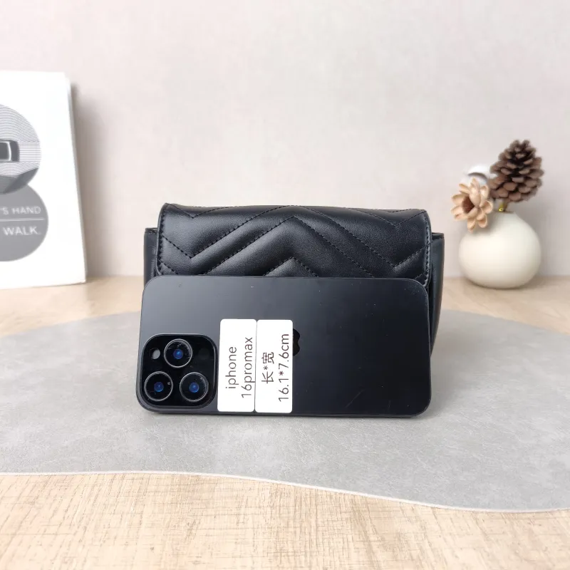 GUCCI Crossbody Bag GG Marmont Mini Marmont Mini Black Calfskin Mini 16.5 × 4.5 × 9.5 cm — cover view 3 of 5