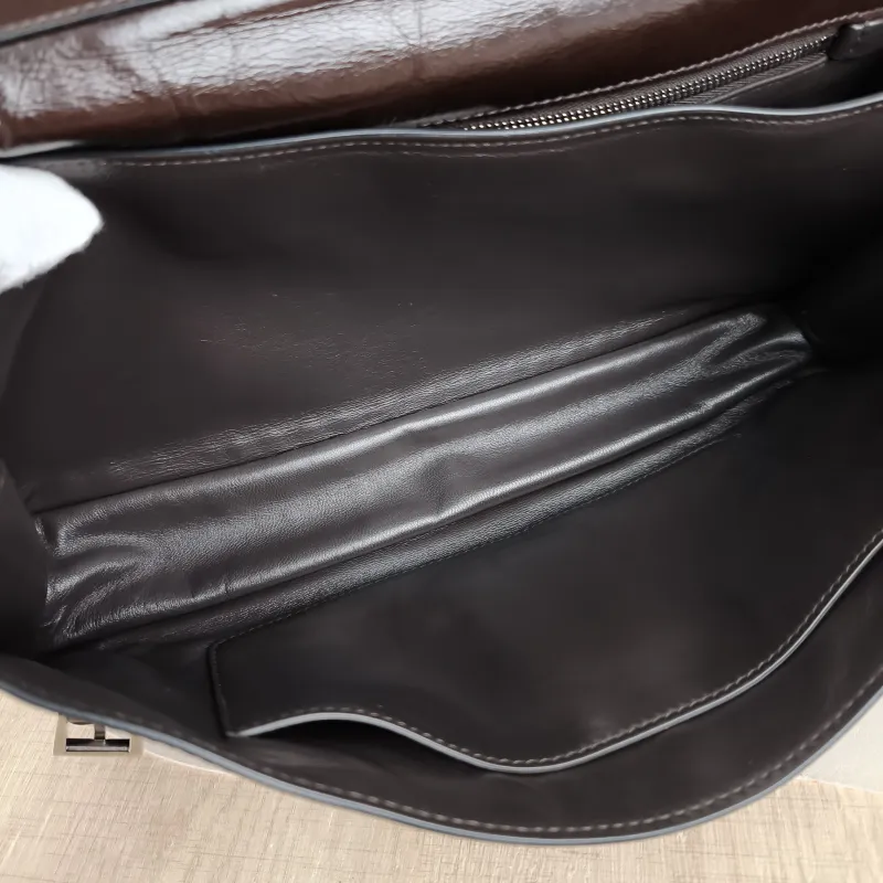 PRADA Top Handle Bag Tote Bag Brown Waxed Leather One Size 31.5 × 11 × 17 cm — detail view 7 of 13