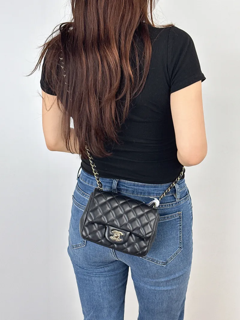 Chanel Crossbody Bag Classic Flap Mini CF Mini Black SL ambskinmini17 × 8 × 13.5 cm — on-model view 2 of 2