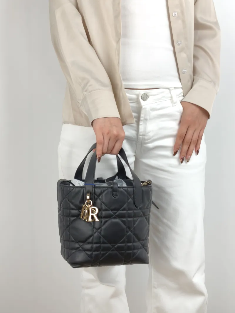 DIOR Shoulder Bag TOUJOURS Edition Black Calfskin Small 18.5 × 12 × 18.5 cm — on-model view 2 of 2