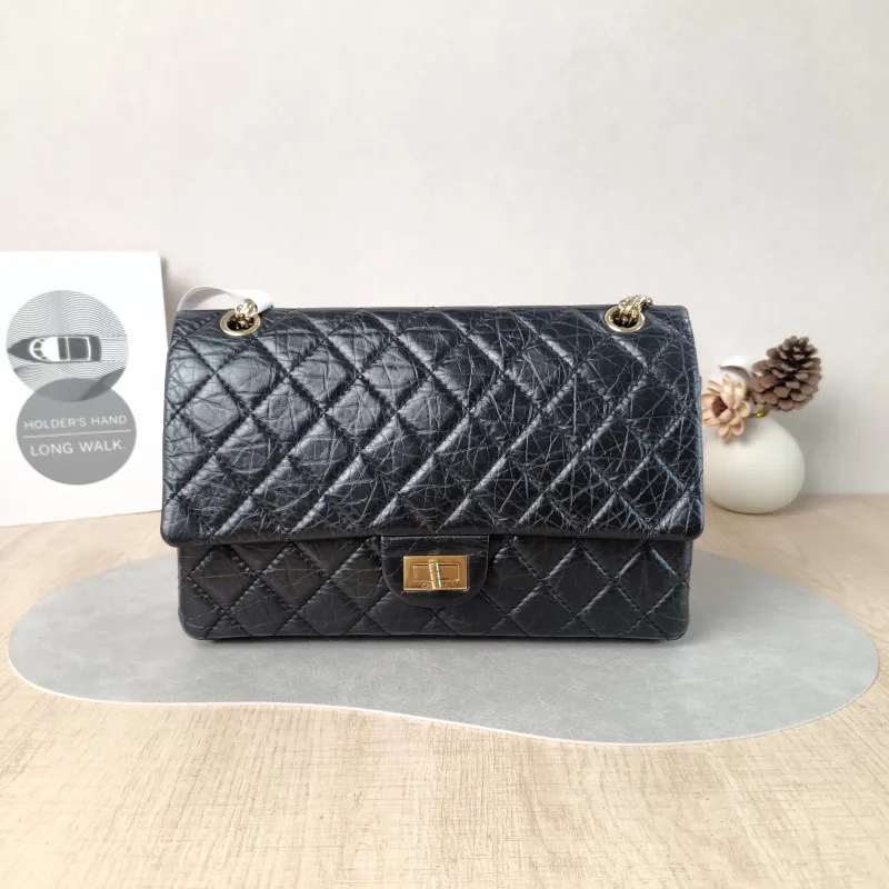 Chanel Shoulder Bag 2.55 Black Calfskin Medium 28 × 7.5 × 19.5 cm 18