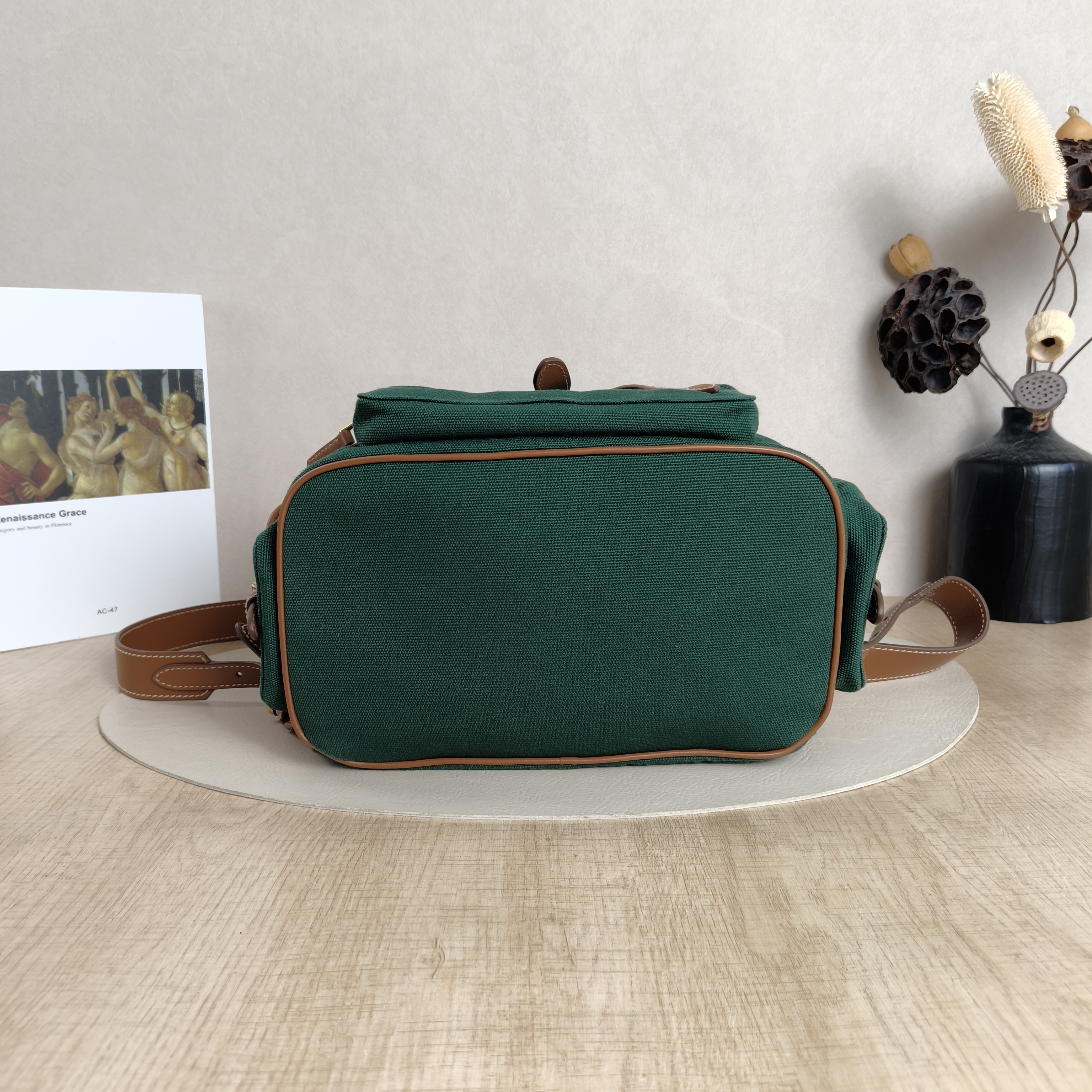 Miumiu Backpack Backpack Green Canvas Large25 × 14 × 25 cm — cover view 5 of 5