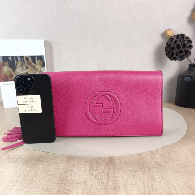 GUCCI Clutch Clutch Red Calfskin 29 × 4 × 15 cm — cover view 4 of 5