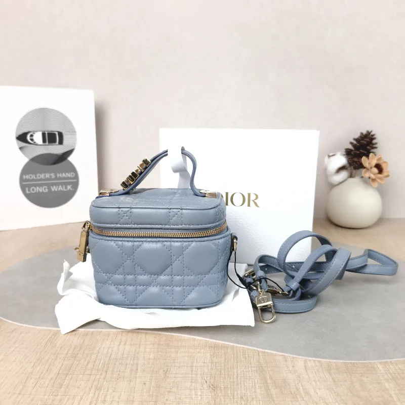 DIOR Crossbody Bag Lady Vanity Cosmetic Bag Lambskin Mini 11 × 7 × 10 cm — cover view 3 of 6