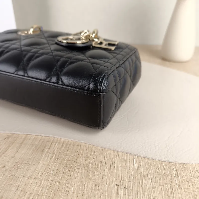 DIOR Top Handle Bag Lady D-Joy Black Lambskin Small 22 × 6 × 11 cm — detail view 5 of 11