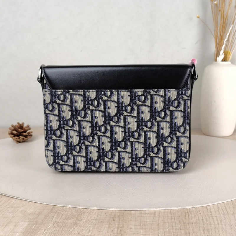 DIOR Shoulder Bag Shoulder Bag Blue Calfskin，Canvas 19 × 4 × 14 cm — cover view 2 of 5