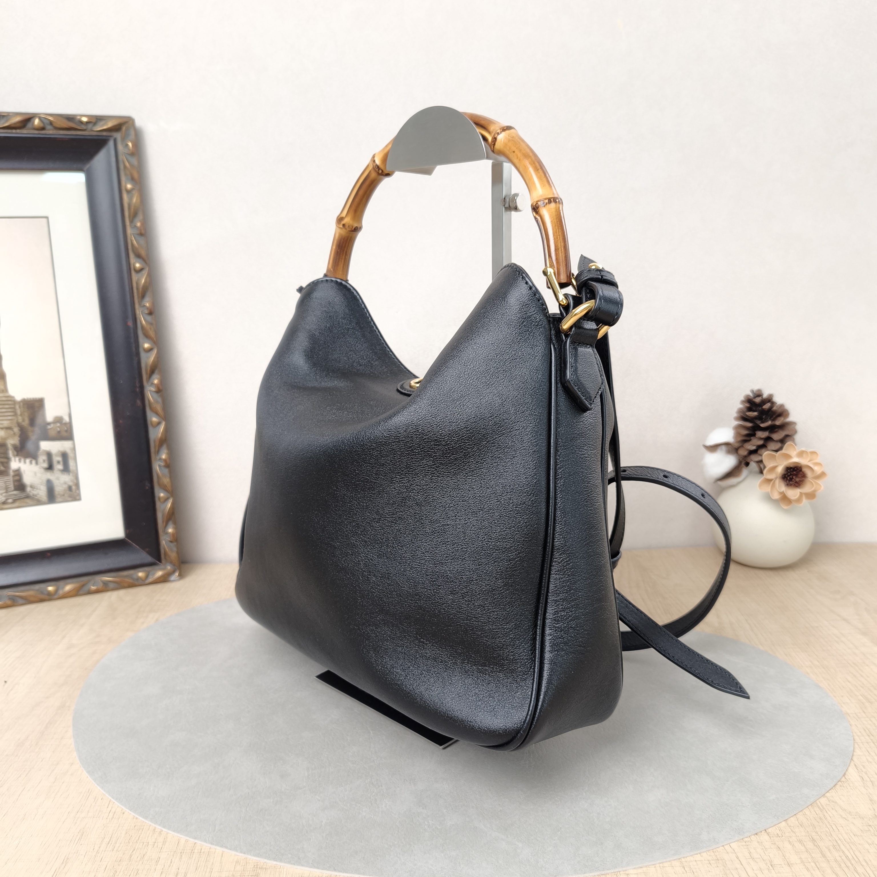 GUCCI Crossbody Bagdiana Top Handle Crossbody Bag Black Calfskin Medium30 × 6.5 × 23 cm — cover view 3 of 6
