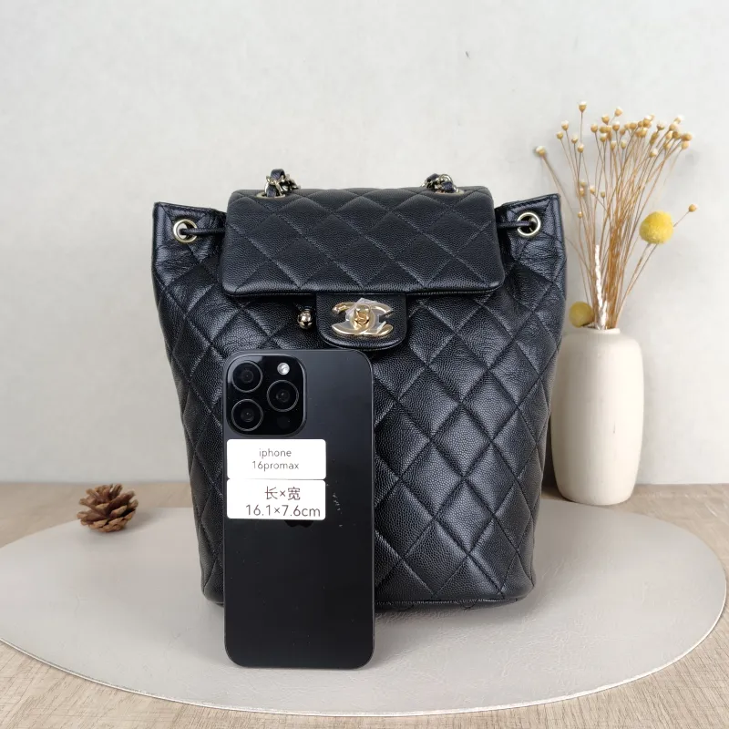 Chanel Backpack Backpack Black Grained Calfskin Large20 × 12 × 25 cm — cover view 5 of 5