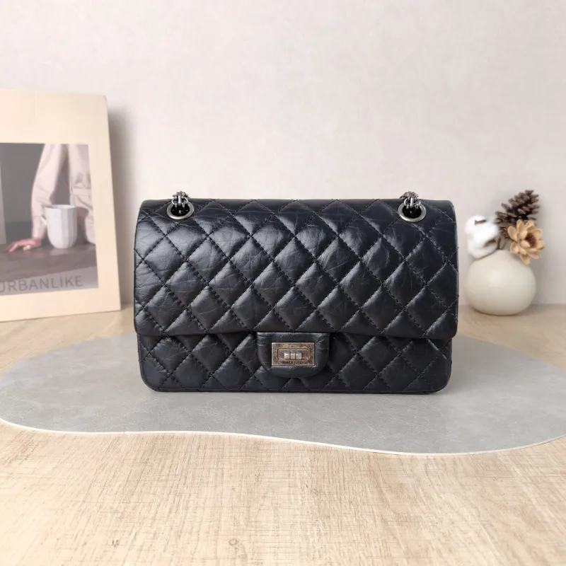 Chanel Shoulder Bag 2.55 Black Calfskin Small 24 × 7.5 × 16 cm 18