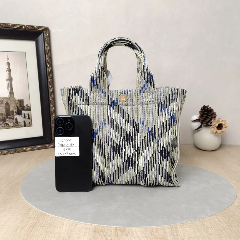 BURBERRY Top Handle Bag Tote Bag Black · Blue · Canvas One Size25 × 11 × 21 cm — cover view 4 of 5