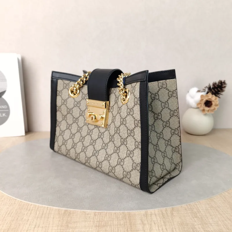 GUCCI Shoulder Bag Padlock Tote Black Monogram PVC Medium26 × 10 × 18 cm — cover view 4 of 6