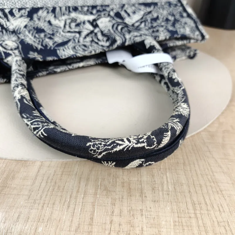 DIOR Top Handle Bag Book Tote Collection · Blue White Canvas Medium 36 × 16.5 × 27.5 cm — detail view 5 of 10