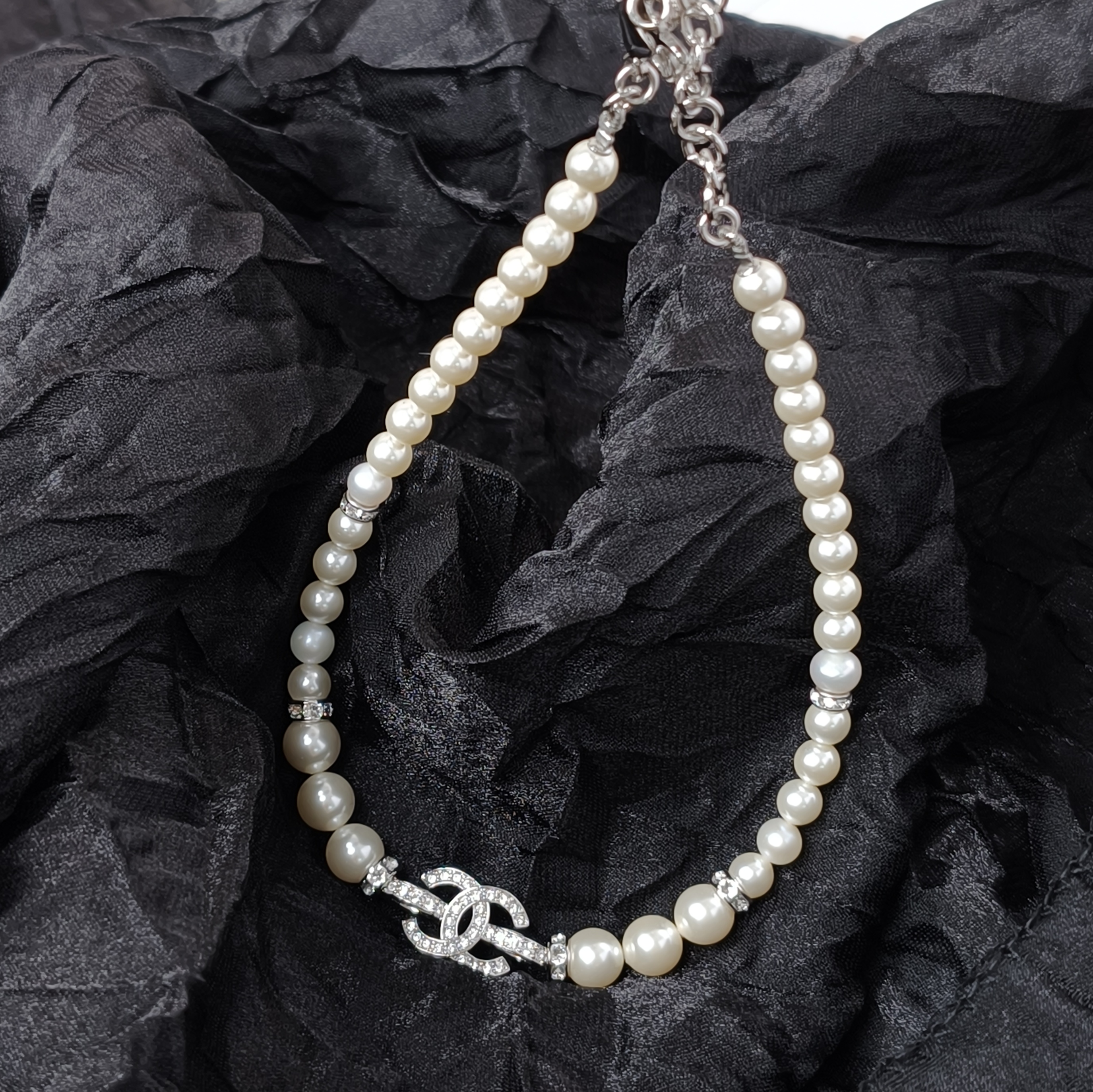 Chanel Necklace25s c Pearl Necklacechocker Silver One Size38cm One Size — cover view 10 of 11