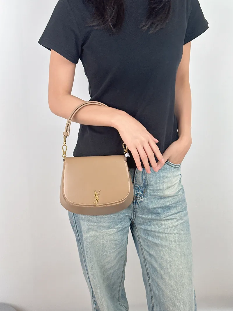 SAINT LAURENT Shoulder Bag VOLTAIRE Shoulder Bag Black Calfskin One Size 21 × 8 × 17.5 cm — on-model view 1 of 2