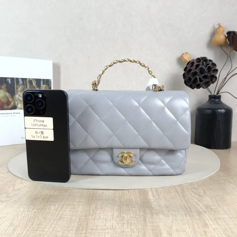 Chanel Crossbody Bag 23s Grey Lambskin One Size 23.5 × 7.5 × 17 cm — cover view 4 of 5