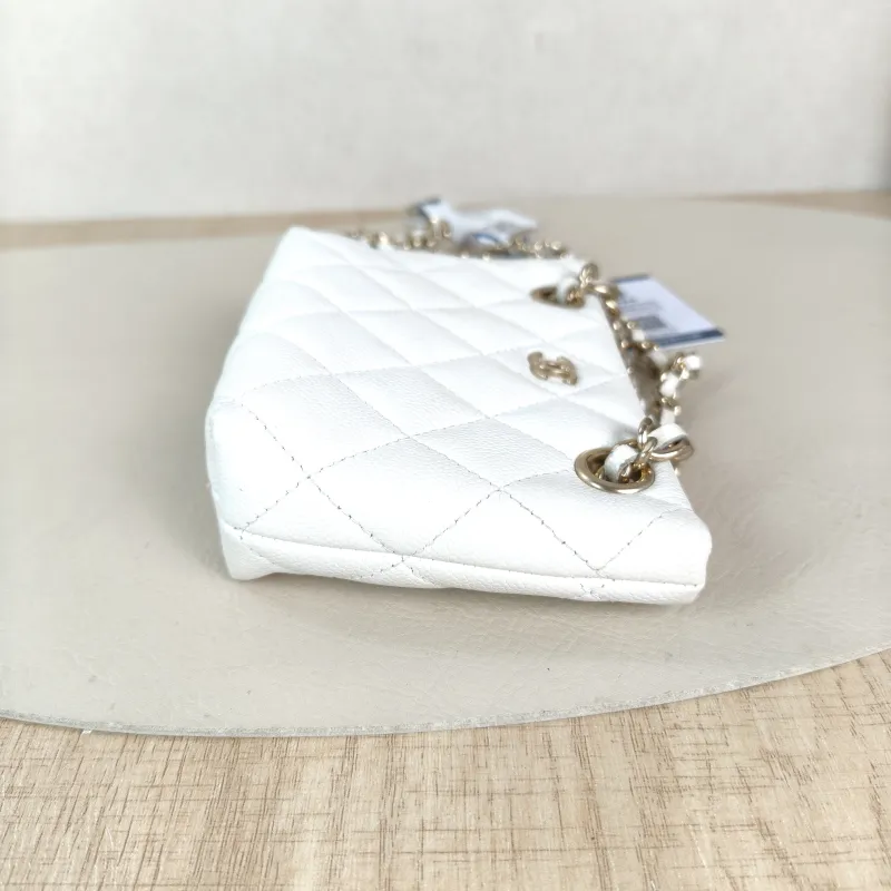 Chanel Shoulder Bag mini tote White Grained Calfskin 15 × 4 × 10 cm — detail view 9 of 10