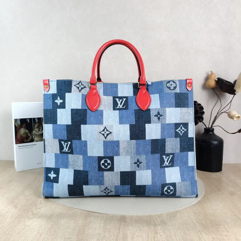 Louis Vuitton Top Handle Bag Onthego Large Blue Red Large 41 × 19 × 34 cm — cover view 3 of 5