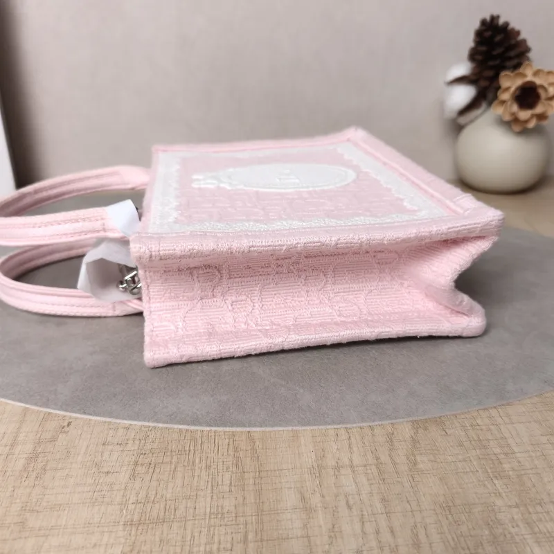 DIOR Shoulder Bag Book Tote Shoulder Strap Edition Pink Canvasmini20.5 × 7 × 16 cm — detail view 3 of 14