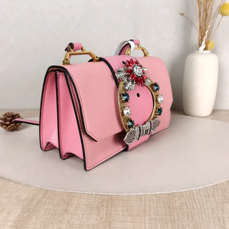 Miumiu Crossbody Bag Miu Lady Chain Bag Pink Calfskin One Size 22 × 10 × 13 cm — cover view 3 of 5