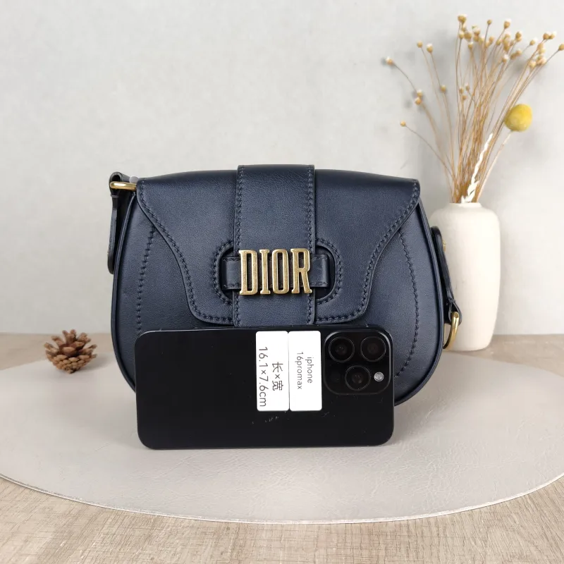 DIOR Crossbody Bag D-Fence Black Calfskin Medium 22.5 × 5 × 17.5 cm — cover view 3 of 5