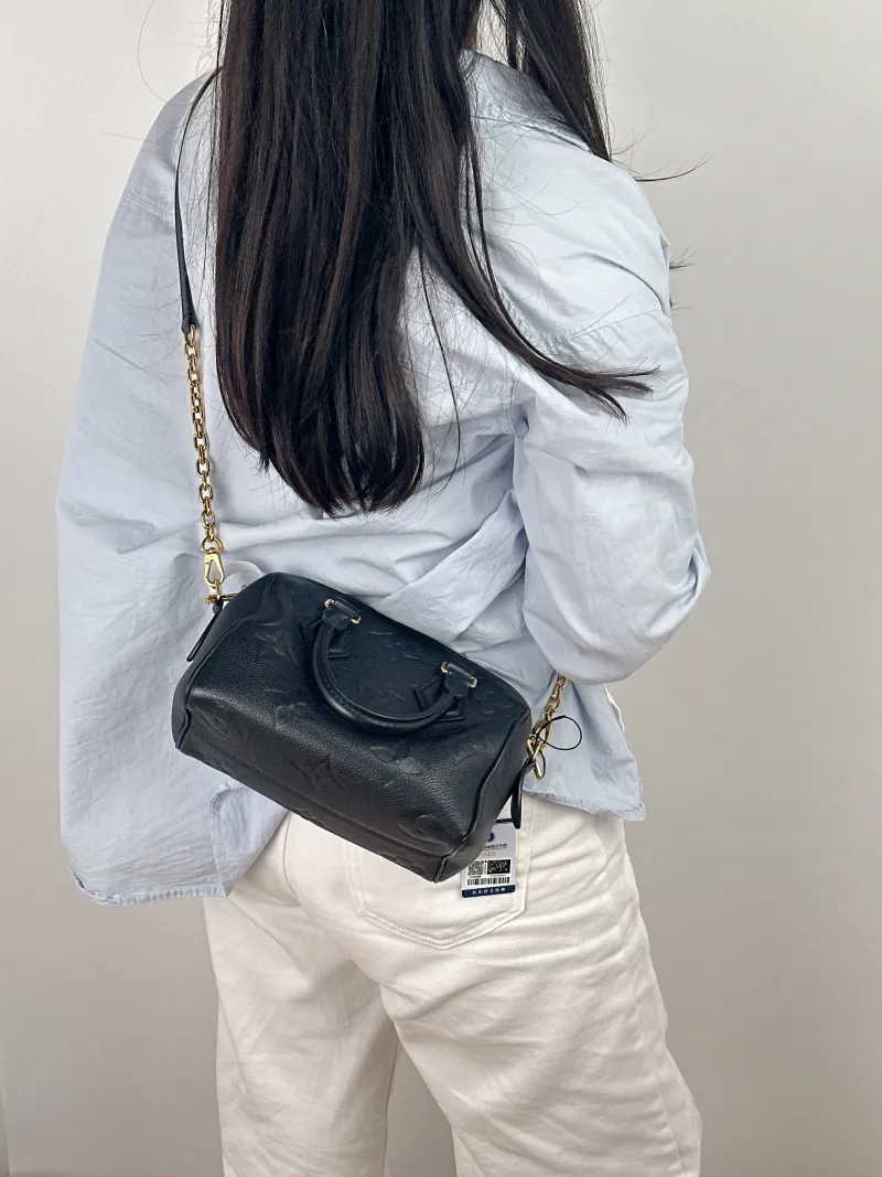 Louis Vuitton Crossbody Bag Speedy20Black Empreinte Embossed Calfskin Small20.5 × 12 × 13.5 cm — on-model view 1 of 2