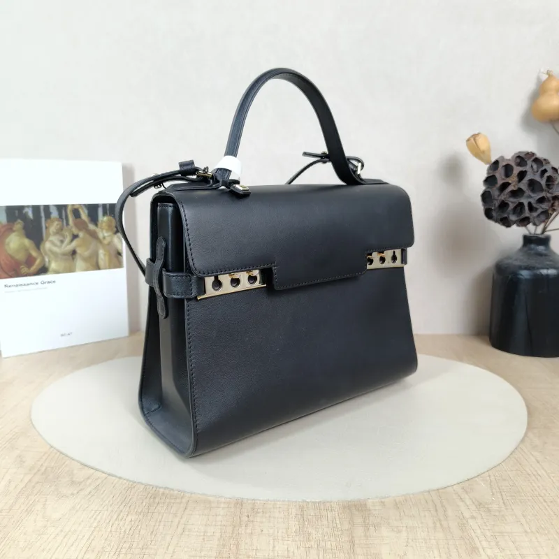 DELVAUX Crossbody Bag Tempete Top Handle Bag Black Calfskin Medium27.5 × 9 × 23 cm — cover view 6 of 6
