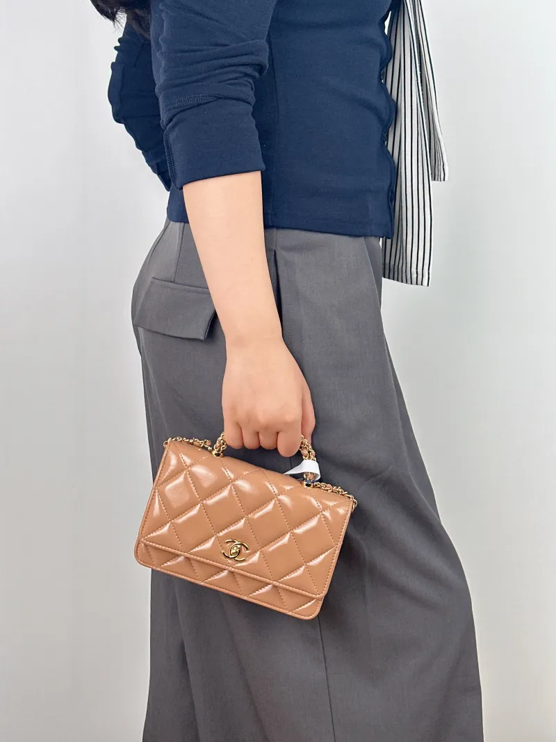 Chanel Crossbody Bag woc Brown Lambskin One Size19.2 × 3.5 × 12.3 cm — on-model view 2 of 2