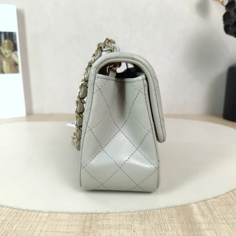 Chanel Crossbody Bag Classic Flap Mini CF Mini Grey Lambskin One Size17 × 8 × 13.5 cm — detail view 7 of 14