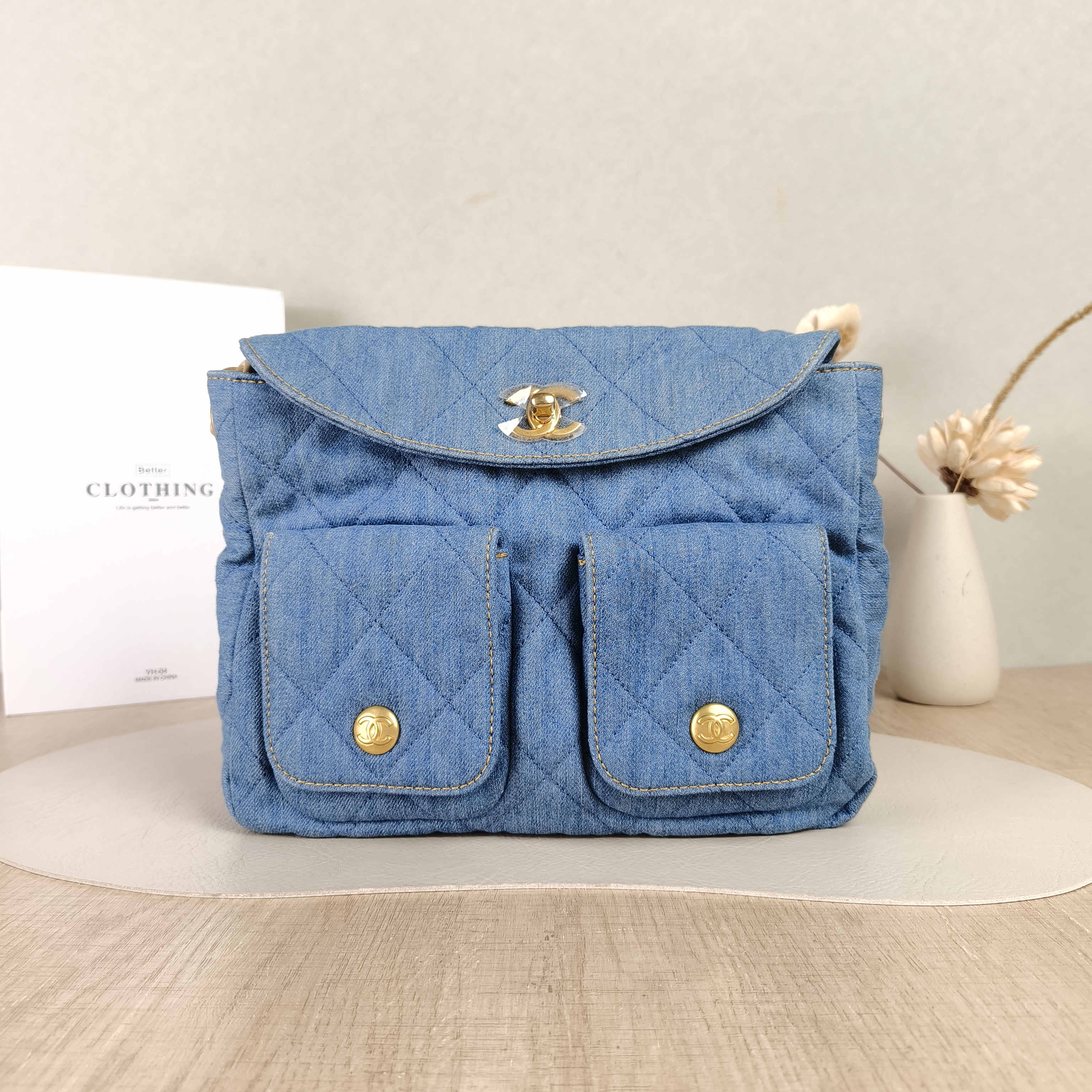 Chanel Shoulder Bag hobo Blue Small24 × 5 × 19 cm