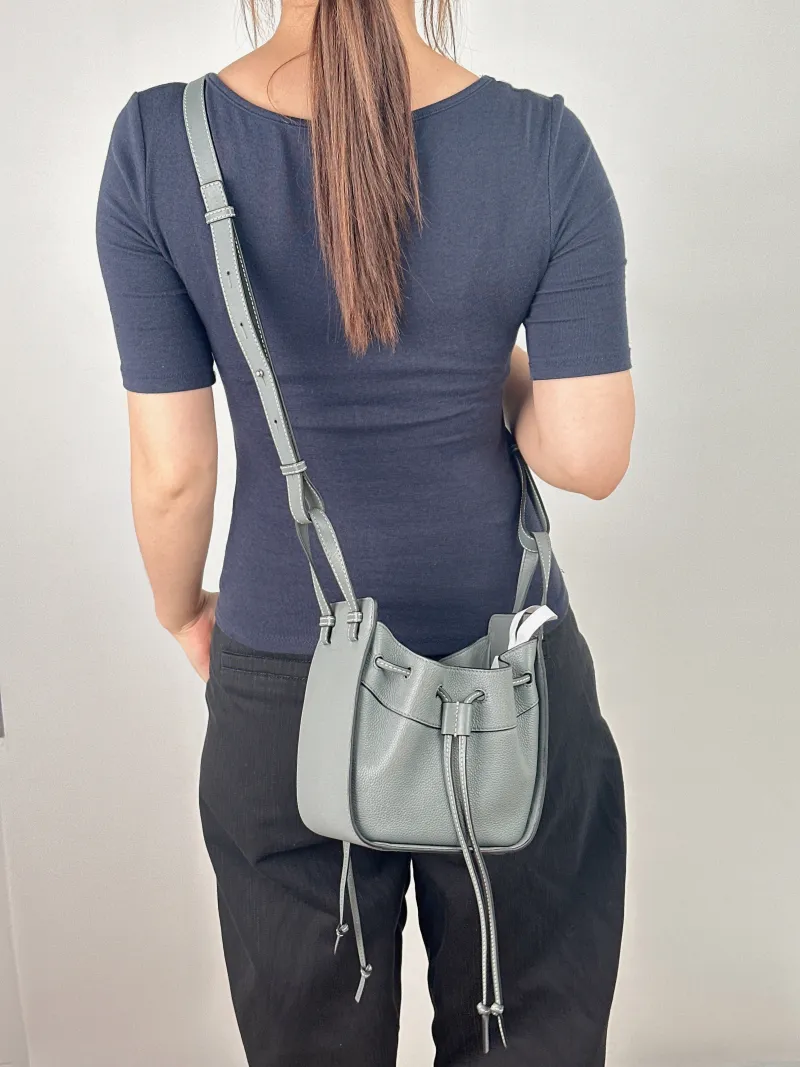 LOEWE Crossbody Bag Hammock Blue Calfskin Mini 17 × 11 × 19.5 cm — on-model view 1 of 2